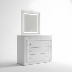 Classic White Dresser with Square Mirror