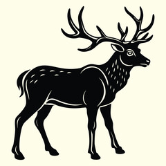 Stylish deer silhouette vector illustration with majestic antlers, a classic wildlife and nature emblem