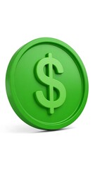 Obraz premium 3D Rendered Green Dollar Coin