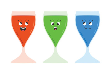 Colorful Cartoon Glasses with Funny Faces on White Background