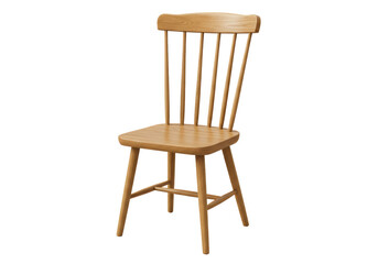 Isolated Simple Wooden Spindle Back Dining Chair