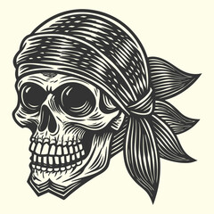 A skull and crossbones symbol, ideal for themes of death, horror, or Halloween, often depicted as a scary, human skeleton head ill