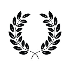Black Circular foliate laurels branches round symbol.
