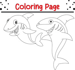 Shark sea animal coloring book page