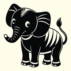 Cute baby elephant cartoon vector illustration with wild animal friends for fun nature art