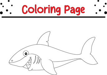 Shark sea animal coloring book page