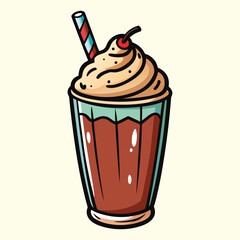Delicious chocolate ice cream cones, creamy desserts in a glass, and tasty cupcakes with cherry and strawberry toppings