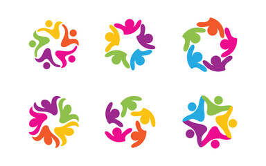 Human care Love adoption group network and social logo design v.81