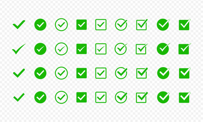 Green check mark icon, Tick mark vector illustration isolated on transparent background © FhixCraft