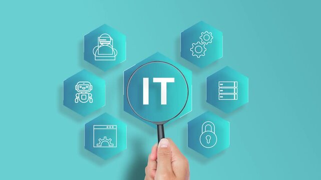 IT information technology icons concept, computer systems	