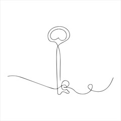 Key Unlock Single Line Drawing