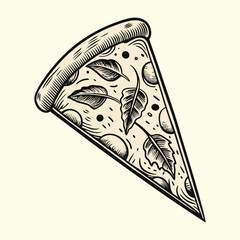 pizza vector is a graphic illustration of a pizza, typically designed in a clean Hand drawn vector with pizza, cheese, pepperoni, mushroom, onion, olive,