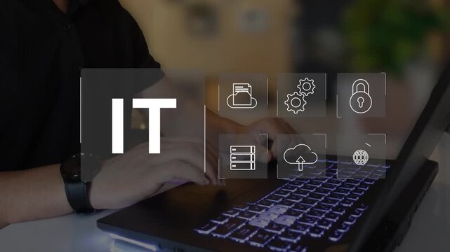 IT information technology icons concept, computer systems	