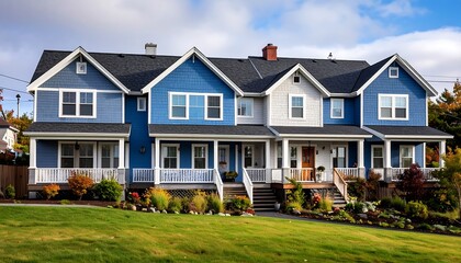 Row of colorful houses with porches