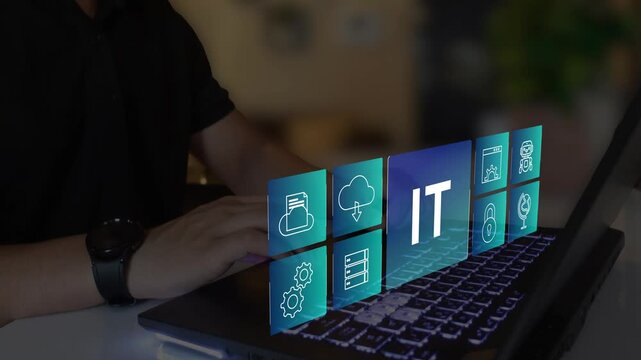 IT information technology icons concept, computer systems	