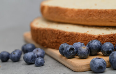 Dessert ingredients, sweet cooking backgrounds, sponge cake bases and fruit