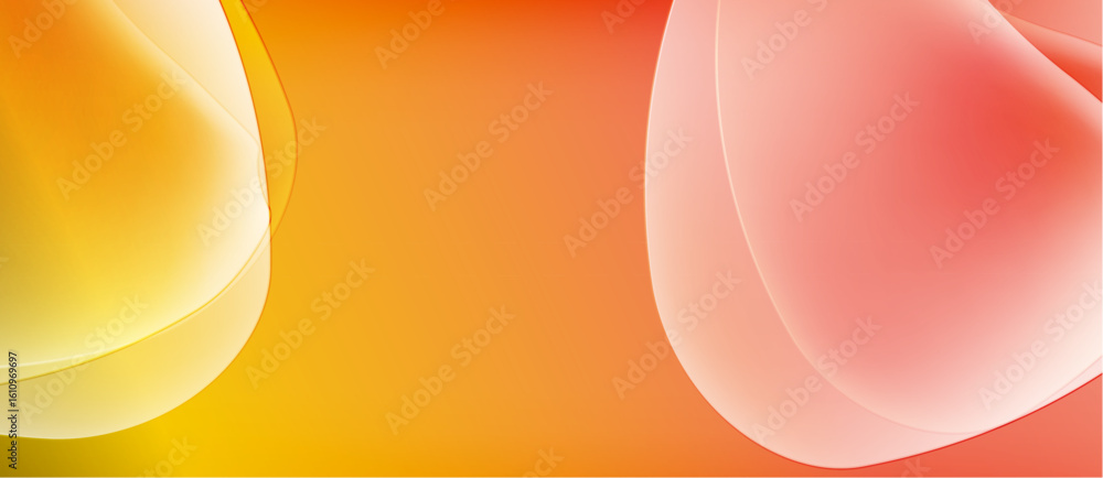 Poster abstract background features flowing shapes, warm colors. yellow, orange, red hues blend smoothly cr