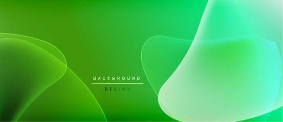 Abstract green background. Fluid shapes overlap, creating dynamic visual effect. Modern design elements present. Smooth gradients enhance depth.