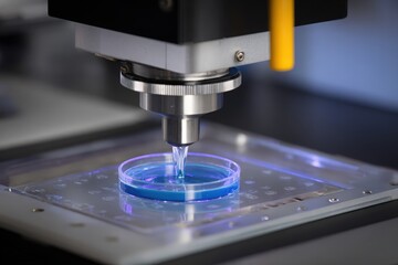 Bioprinting machine printing layer of drug-infused tissue
