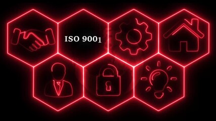 Glowing neon sign concept button on a futuristic computer screen,technology background with rotating world map icon .A Business Quality Control concept Hi tech motion graphic background. - Powered by Adobe