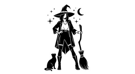 Witch vector art Halloween design.