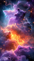glowing interstellar cloud with surreal space lighting and dramatic color