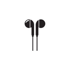 Earbuds silhouette black and white vector icon