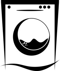 Wash machine in black, icon Vector.