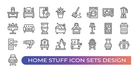 Home stuff icon sets outline design