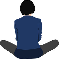 胡坐をかいたビジネスウーマンのイラスト