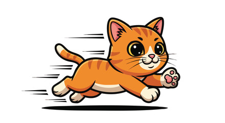 Obraz premium Cartoon ginger cat running at high speed, stylized illustration.