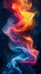 vibrant cosmic flame swirl in abstract nebula background with fiery tones