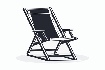 beach chair silhouette black and white 