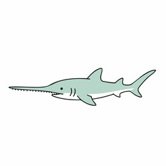 Obraz premium Elegant Sawfish Illustration: Detailed Aquatic Life Drawing