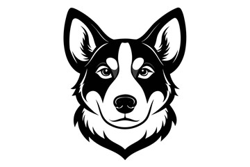 dog head black and white silhouette