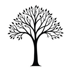 Obraz premium Stylized Silhouette Of A Tree With Leaves Creating A Calming And Minimalist Design Element