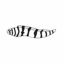 Simple Illustration of a Striped Eel in Profile View