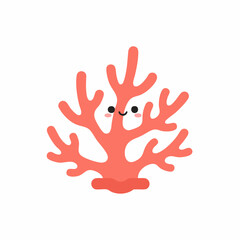 Obraz premium Cheerful Cartoon Coral Reef Branch with Happy Face