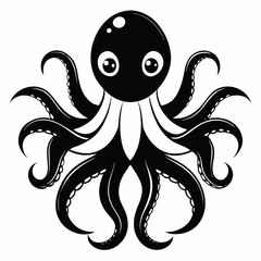 octopus black and white on white background