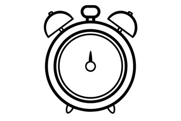 ringing alarm clock black and white silhouette on white background