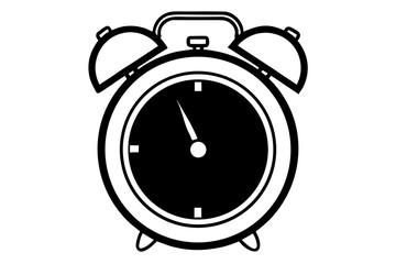 ringing alarm clock black and white silhouette on white background