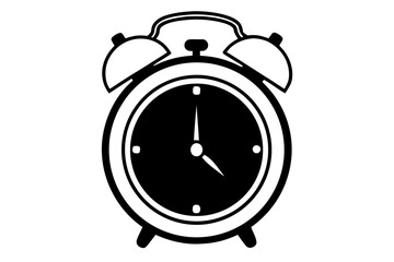 ringing alarm clock black and white silhouette on white background