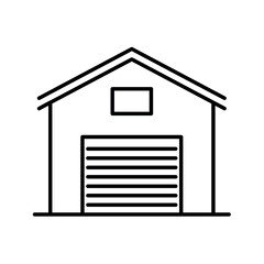 Simple building outline with garage door and window vector