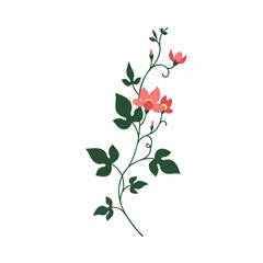 Delicate Pink Flowers and Vines in a Stylized Design