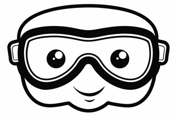  safety goggles black and white silhouette on white background