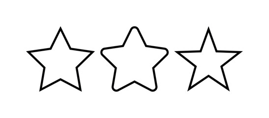 Set  stars in flat outline and glyph Collection