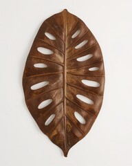 New fire station unique carving mango leaf art on plain white background