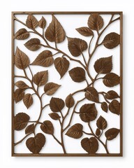 New urban loft unique carving ivy leaf art on plain white background