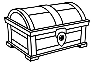 wooden chest black and white on white background