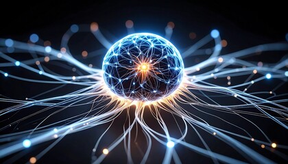 Obraz premium Abstract Sphere with Glowing Network and Connected Lines